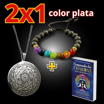 COMBO  2 X 1 PULSERA DE LOS 7 CHAKRAS + MEDALLON DE LOS 7 ARCANGELES +OBSEQUIO