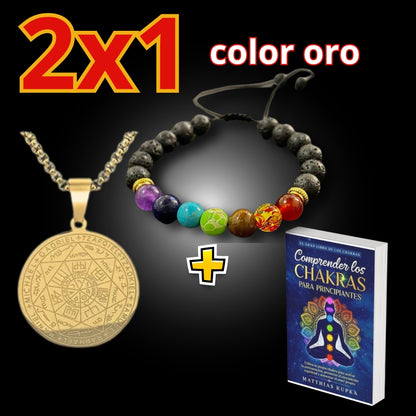 COMBO  2 X 1 PULSERA DE LOS 7 CHAKRAS + MEDALLON DE LOS 7 ARCANGELES +OBSEQUIO