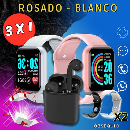 ⌚combo  x 5 piezas - 2 relojes + 1 audífonos+ obsequio ⌚