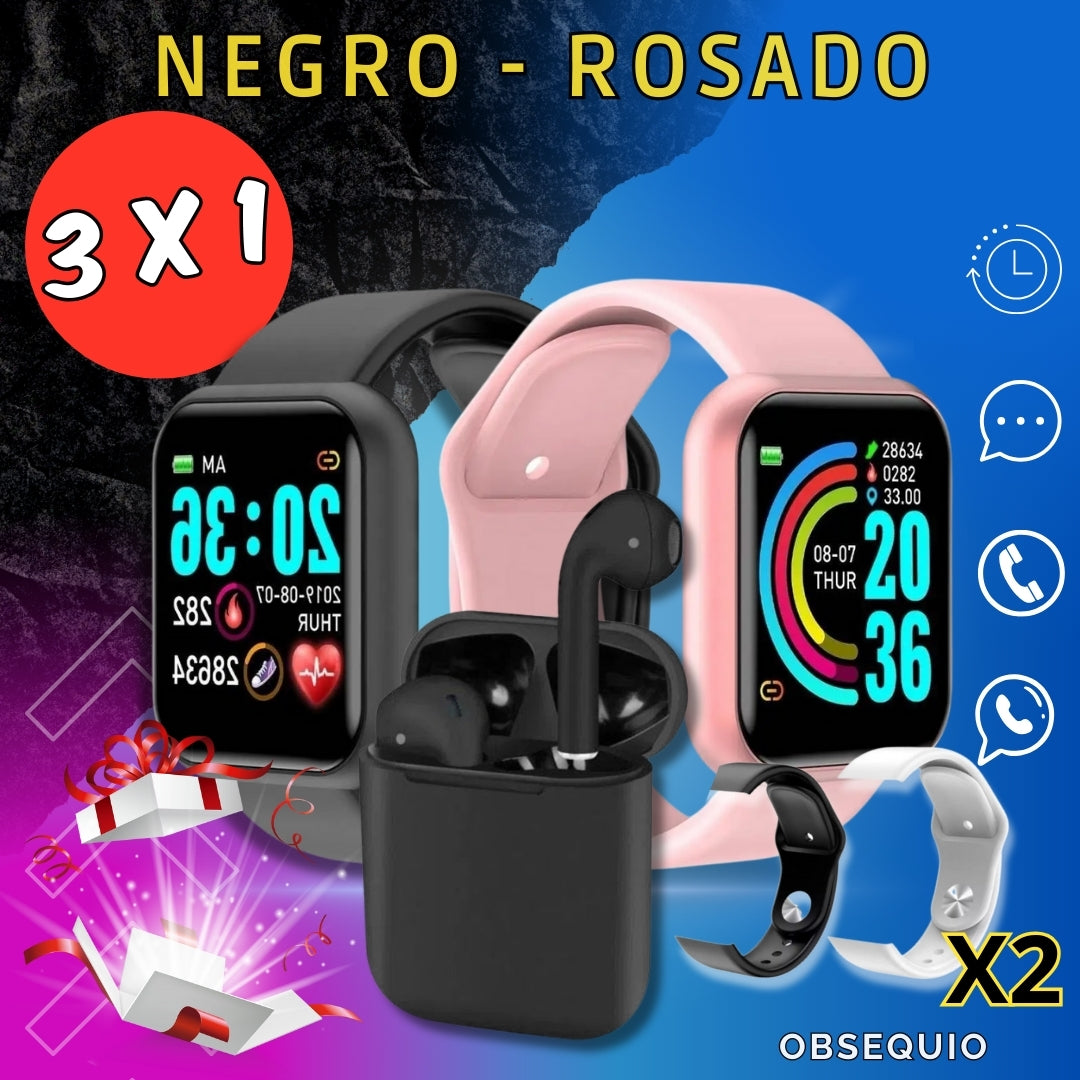 ⌚combo  x 5 piezas - 2 relojes + 1 audífonos+ obsequio ⌚