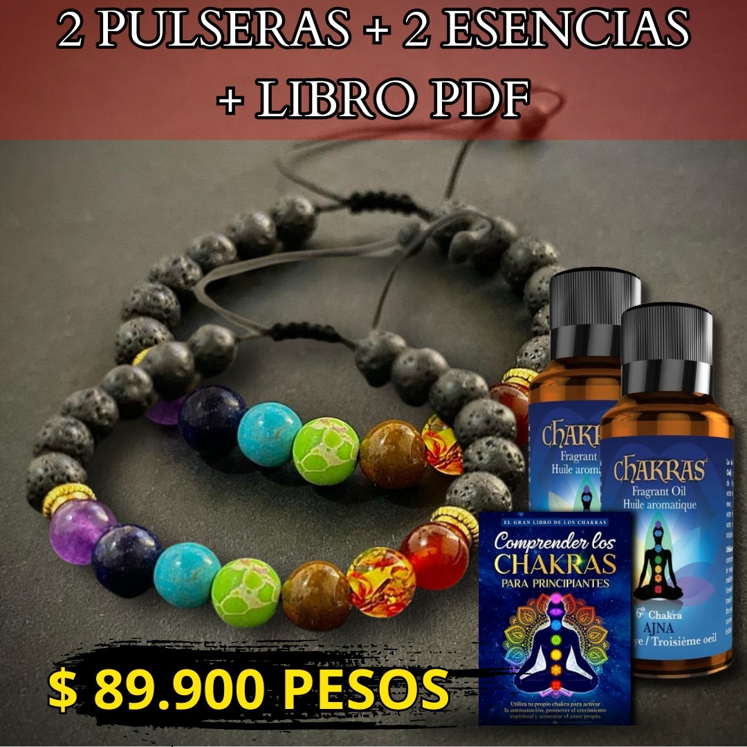 COMBO PULSERA DE LO 7 CHAKRAS +ESENCIA+ LIBRO PDF