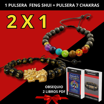 2 x 1 Pulseras Feng Shui Pixiu  prosperidad y protección