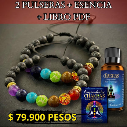 COMBO PULSERA DE LO 7 CHAKRAS +ESENCIA+ LIBRO PDF