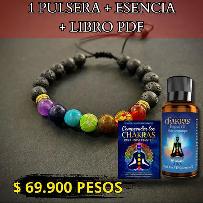 COMBO PULSERA DE LO 7 CHAKRAS +ESENCIA+ LIBRO PDF