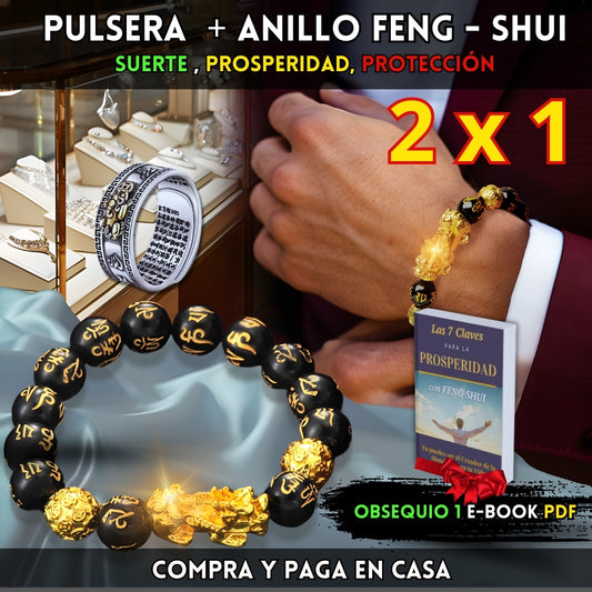 combo 2 x 1 pulsera feng shui + anillo feng shui