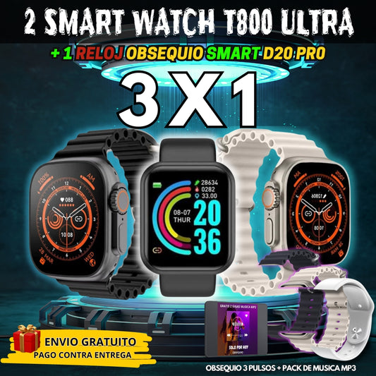 combo x 3  Smart Watch T800ULTRA + SMART WATCH D20 PRO