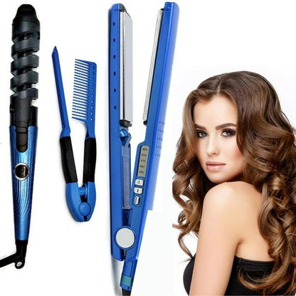 Kit  3 X 1  Plancha de Cabello+Rizadora+Peine