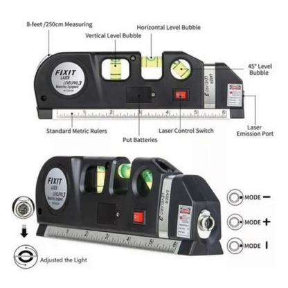 Nivel Laser 4 En1 Con Flexómetro Burbujas