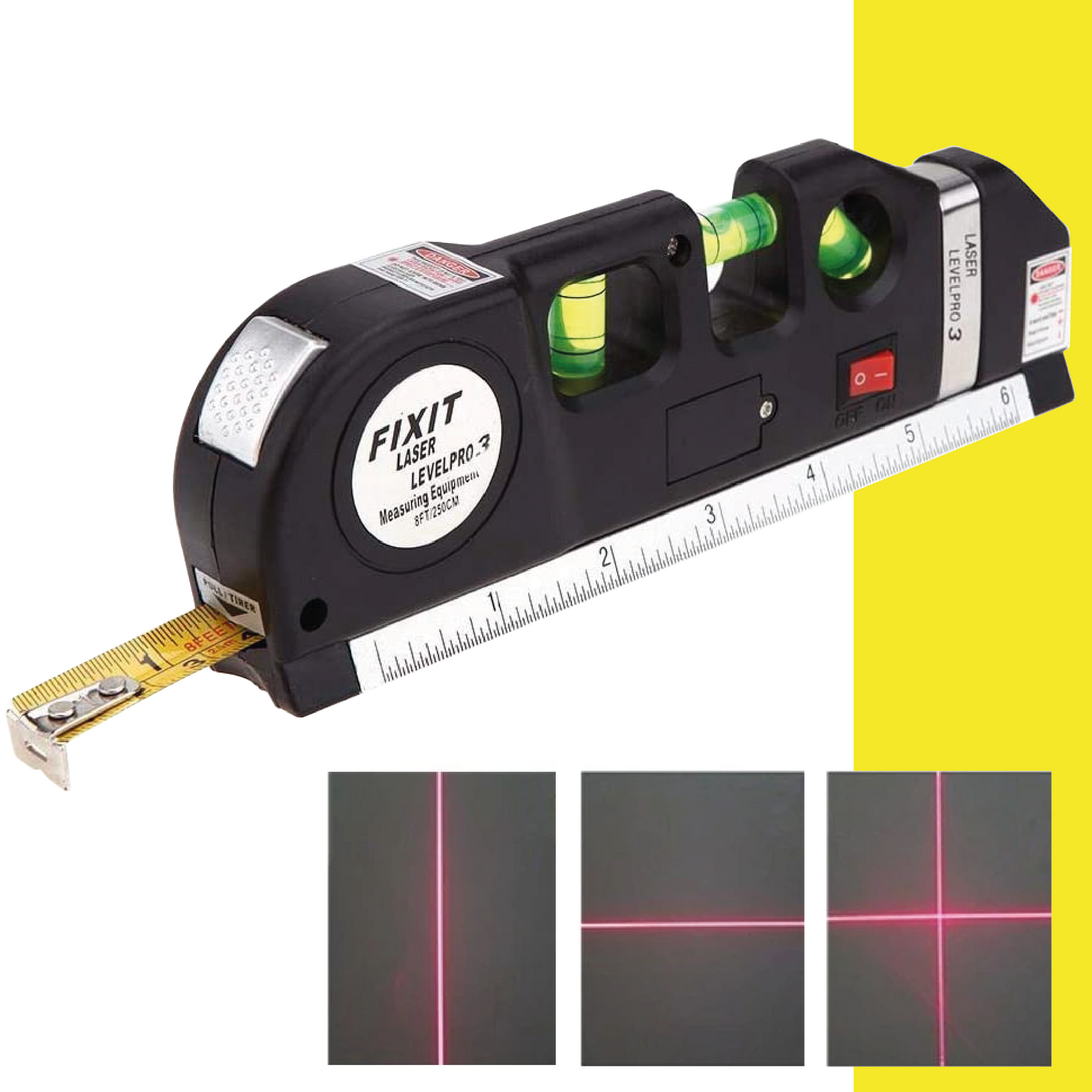 Nivel Laser 4 En1 Con Flexómetro Burbujas