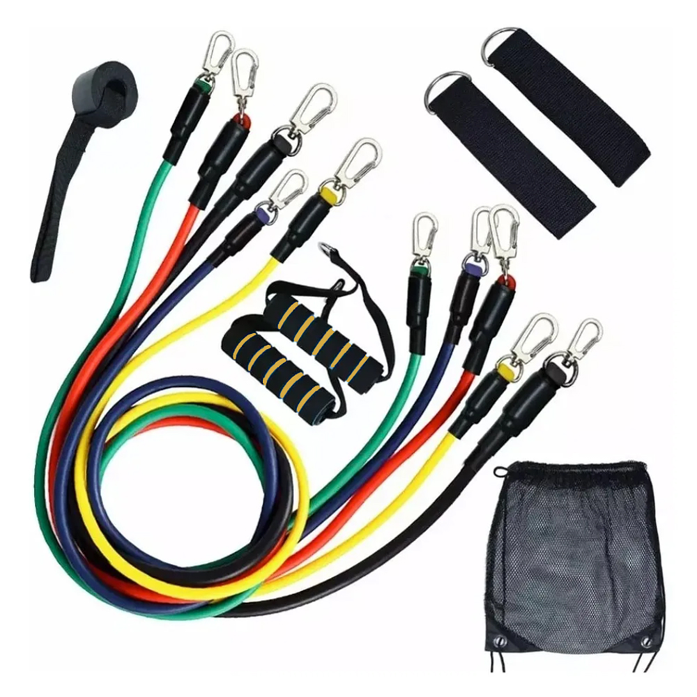 combo  3  Kit x 11 piezas Bandas tubulares + bandas planas x 5+ rueda abdominal