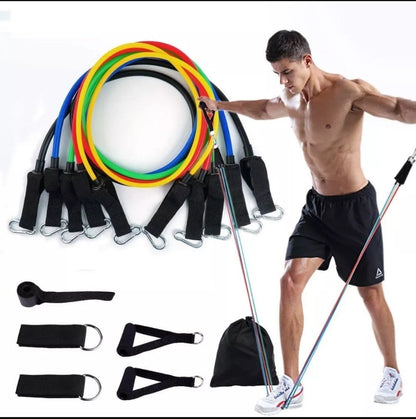 combo  3  Kit x 11 piezas Bandas tubulares + bandas planas x 5+ rueda abdominal